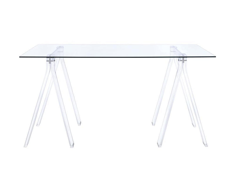 Amaturo Clear Acrylic Sawhorse Writing Desk - Austin's Furniture Depot (Austin,TX)