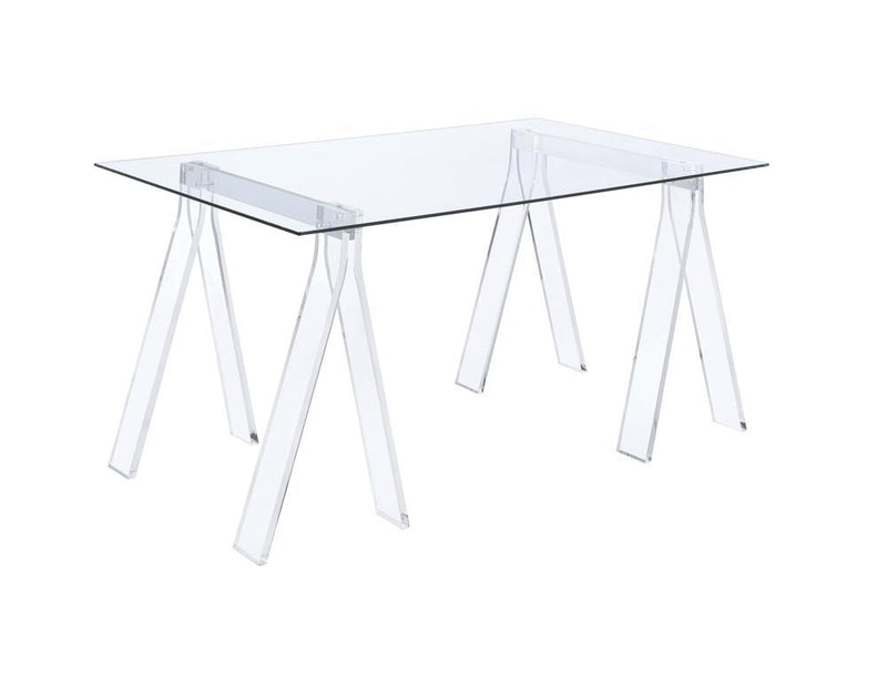 Amaturo Clear Acrylic Sawhorse Writing Desk - Austin's Furniture Depot (Austin,TX)