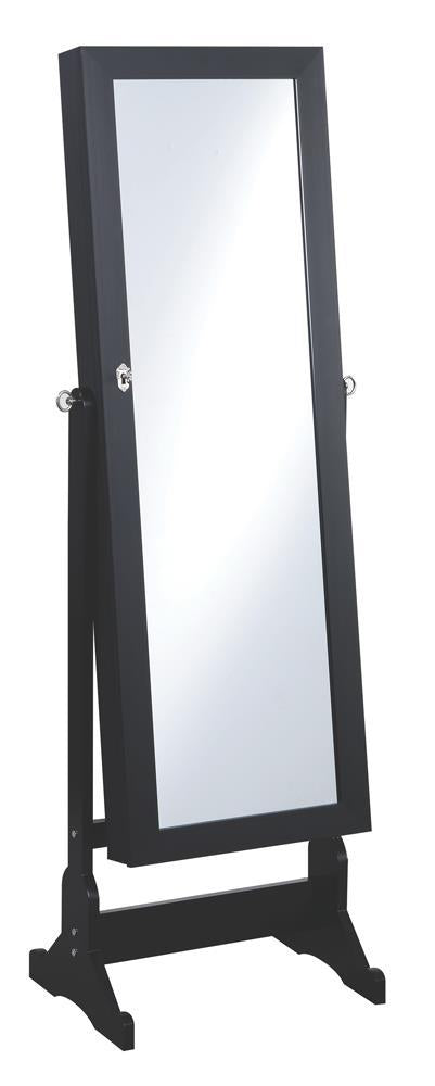 Transitional Black Jewelry Cheval Mirror