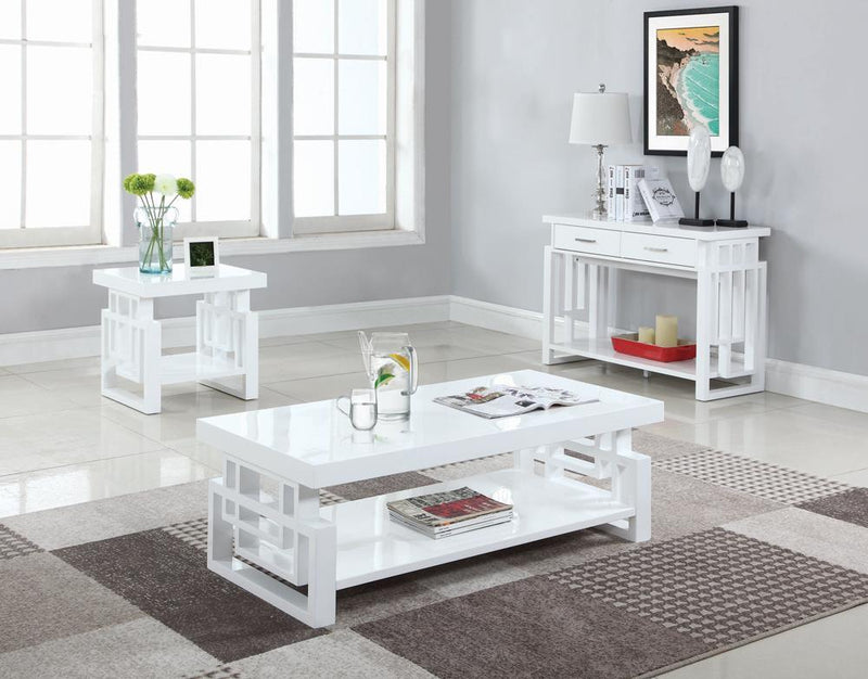Transitional Glossy White Coffee Table - Austin's Furniture Depot (Austin,TX)