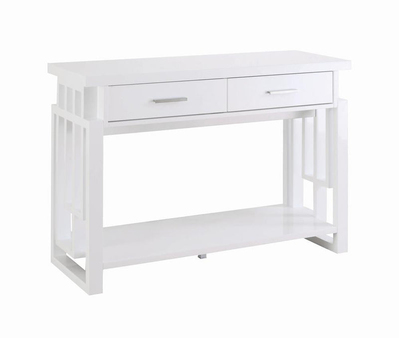 Transitional Glossy White Sofa Table - Austin's Furniture Depot (Austin,TX)