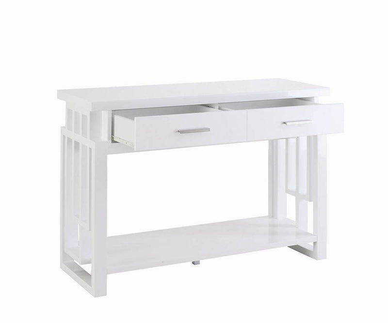 Transitional Glossy White Sofa Table - Austin's Furniture Depot (Austin,TX)