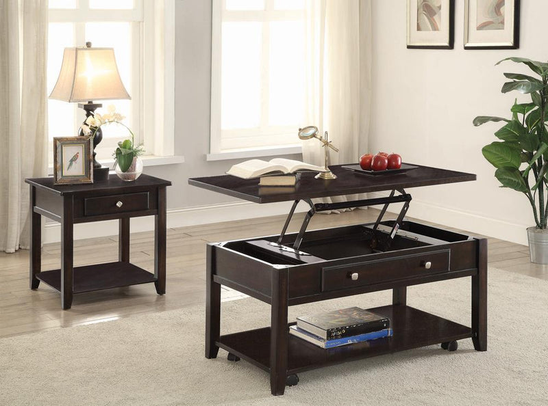 Transitional Walnut One Drawer End Table