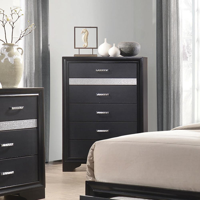 Miranda Transitional Black Five Drawer Chest - Austin's Furniture Depot (Austin,TX)