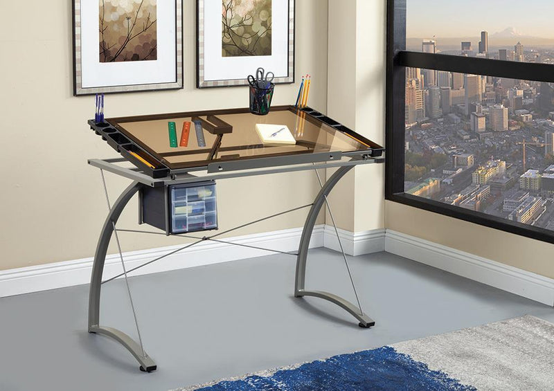 G800986 Contemporary Glass Top Drafting Desk - Austin's Furniture Depot (Austin,TX)