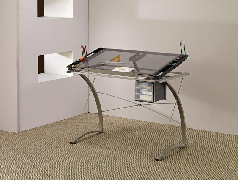 G800986 Contemporary Glass Top Drafting Desk - Austin's Furniture Depot (Austin,TX)