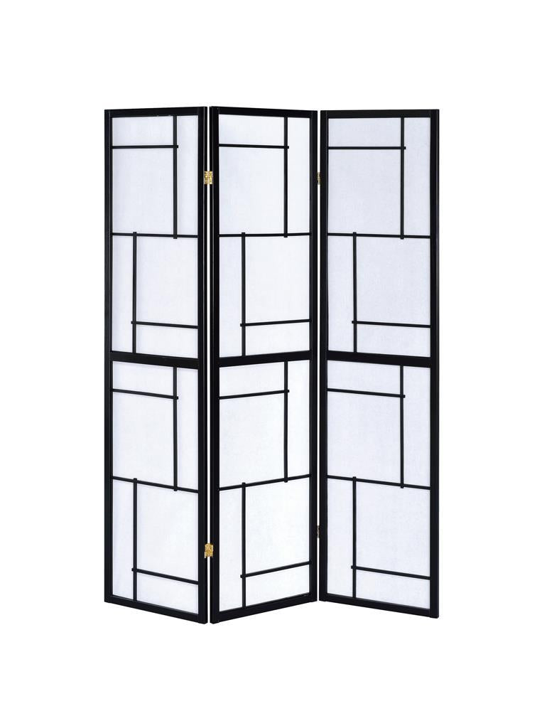 G900102 Contemporary Black Three Panel Screen - Austin's Furniture Depot (Austin,TX)