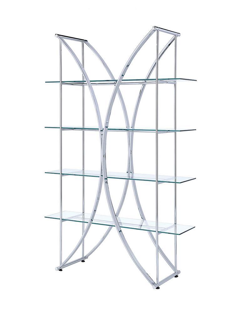 G910050 Contemporary Chrome and Glass Bookcase - Austin's Furniture Depot (Austin,TX)