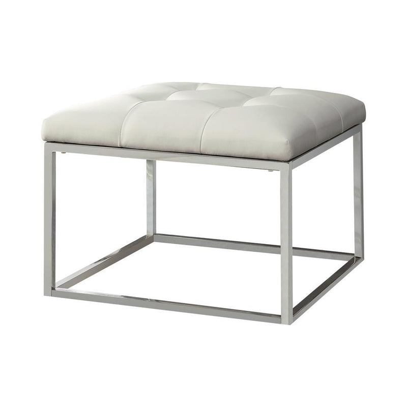 G500423 Contemporary White and Chrome Ottoman - Austin's Furniture Depot (Austin,TX)