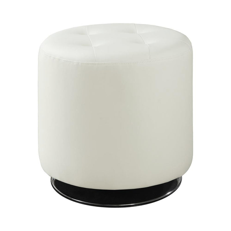 G500554 Contemporary White Round Ottoman - Austin's Furniture Depot (Austin,TX)