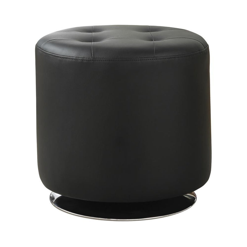 G500554 Contemporary Black Round Ottoman - Austin's Furniture Depot (Austin,TX)