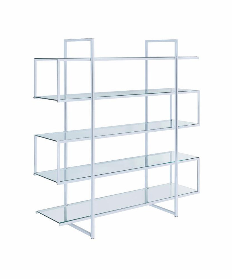 G801304 Contemporary Silver Metal and Glass Bookcase - Austin's Furniture Depot (Austin,TX)