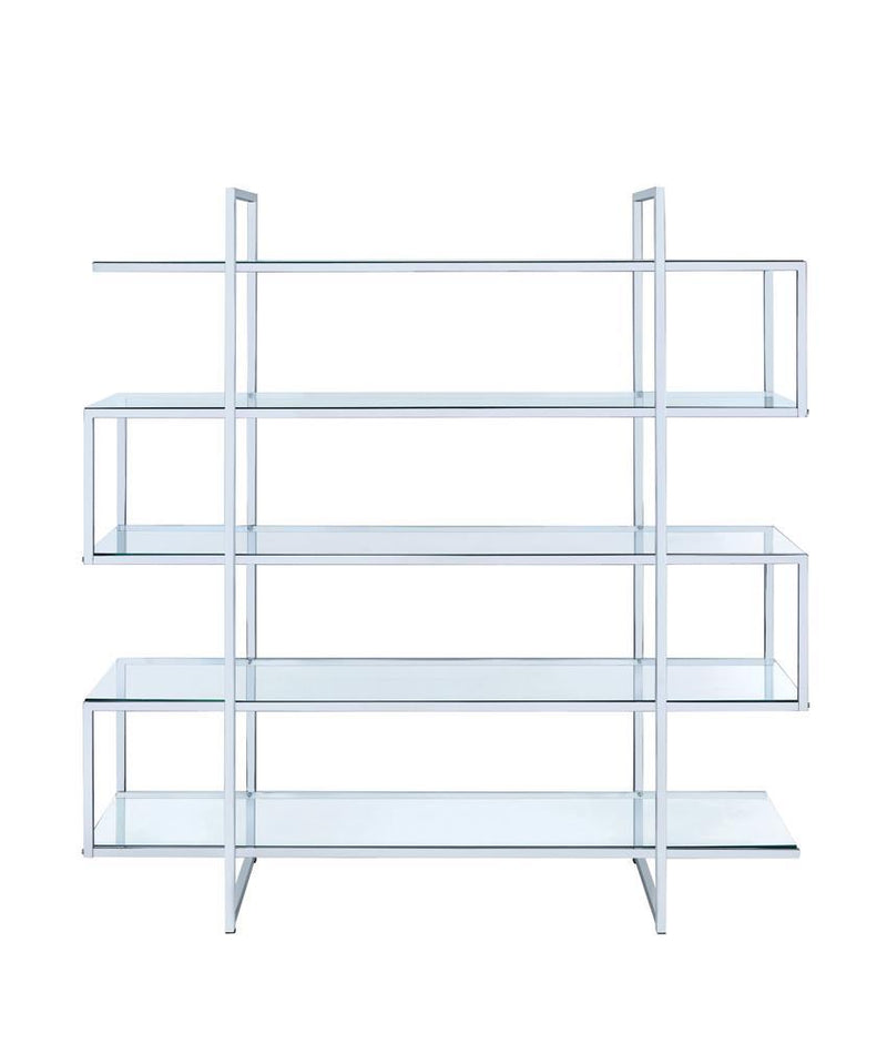 G801304 Contemporary Silver Metal and Glass Bookcase - Austin's Furniture Depot (Austin,TX)