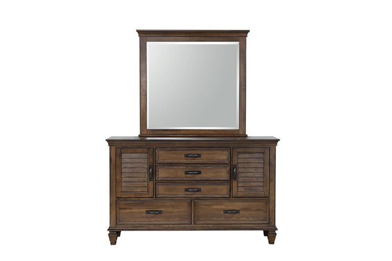 Franco Burnished Oak Five Drawer Dresser With Two Louvered Doors - Austin's Furniture Depot (Austin,TX)