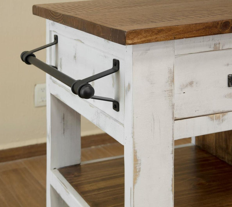 Pueblo 1 Drawer Kitchen Island in White - Austin's Furniture Depot (Austin,TX)