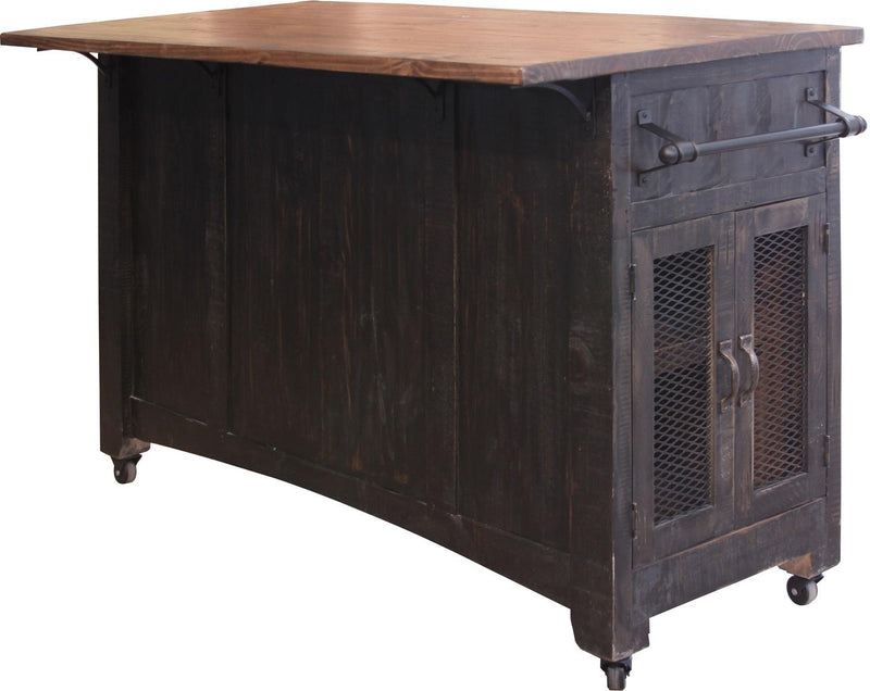 Pueblo 3 Drawer Kitchen Island in Black - Austin's Furniture Depot (Austin,TX)