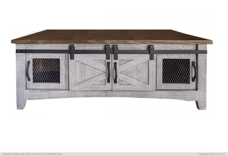 Pueblo Gray 8 Doors Cocktail Table in Light Gray - Austin's Furniture Depot (Austin,TX)