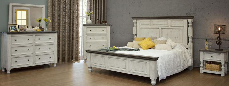 Stone California King Panel Bed in Two Tone