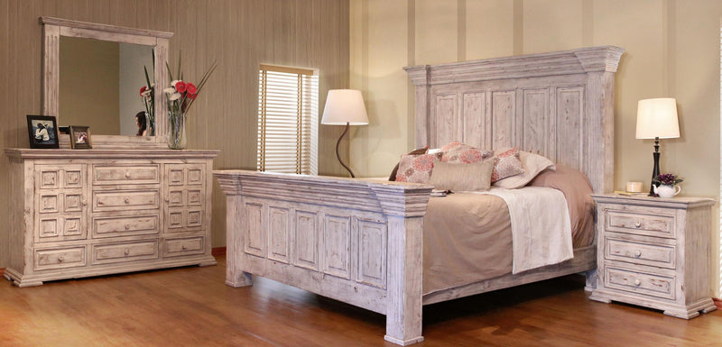 Terra Queen Panel Bed in Distressed Vintage White - Austin's Furniture Depot (Austin,TX)