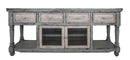Aruba 70" TV Stand in Sky Blue Finish, w/4 white drawers and 2 white doors