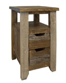 Antique Multicolor 2 Drawers Chair side Table