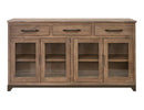 Natural Parota 3 Drawers and 4 Glass Doors, Console