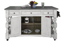 Stone Kitchen Island w/3 Drawer, 2 doors, 4 Shelves and casters