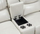 Steve Silver Laurel Leather Dual Power Reclining Console Loveseat in Ivory
