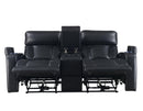 Steve Silver Lavon Dual Power Leatherette Console Loveseat in Midnight