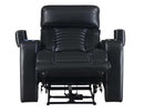 Steve Silver Lavon Dual Power Leatherette Recliner in Midnight