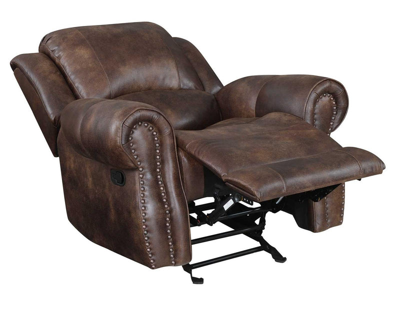 Steve Silver Navarro Manual Glider Recliner in Saddle Brown