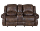 Steve Silver Navarro Manual Reclining Console Loveseat in Saddle Brown