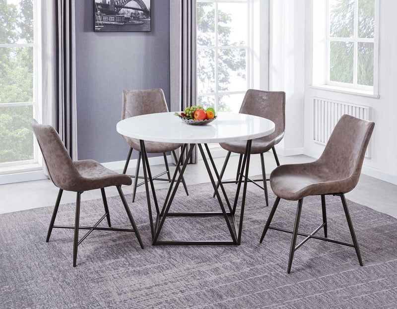 Steve Silver Ramona White Marble Top Round Dining Table in Deep Bronze