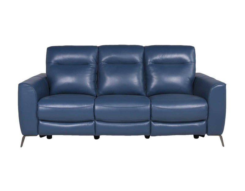 Steve Silver Sansa Leather Dual Power Reclining Sofa in Ocean Blue