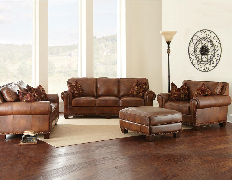 Steve Silver Silverado Sofa w/ Two Accent Pillows in Metamorphosis Camel