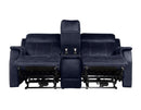 Steve Silver Valencia Dual Power Leatherette Reclining Console Loveseat in Ocean Blue