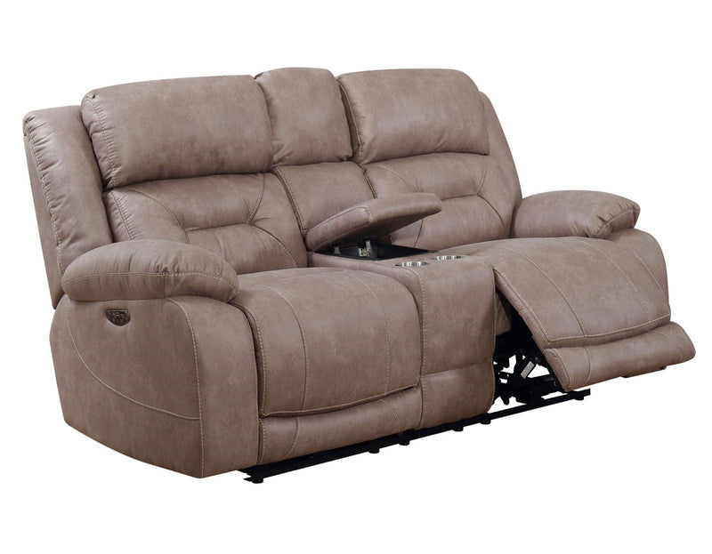 Steve Silver Aria Dual Power Reclining Console Loveseat in Desert Sand