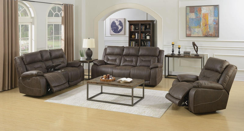 Steve Silver Aria Dual Power Reclining Sofa in Saddle Brown