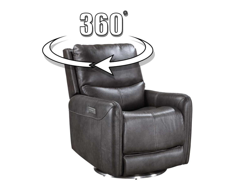 Steve Silver Athens Triple-Power 360 Degree Swivel Motion Chair in Charcoal