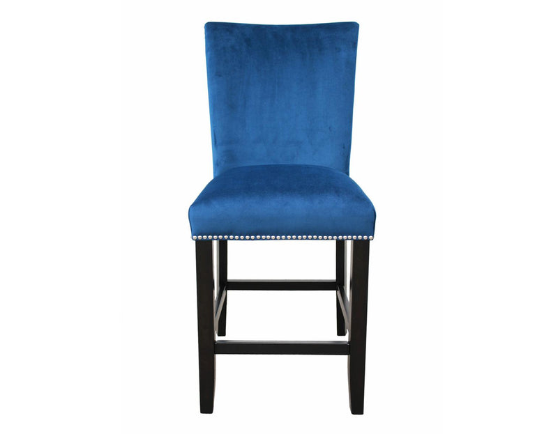 Steve Silver Camila Blue Velvet Counter Chair in Blue (Set of 2)