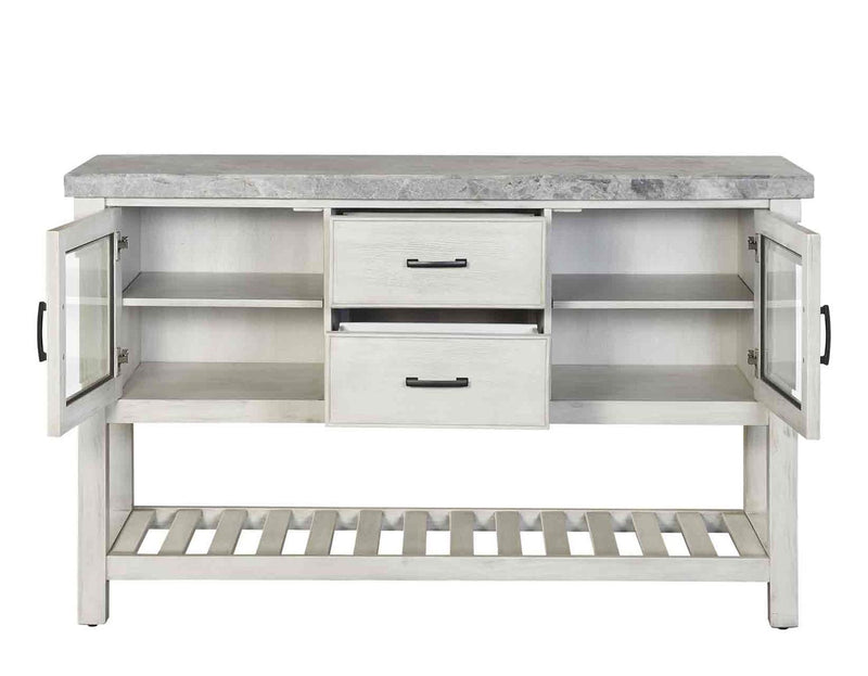 Steve Silver Canova Gray Marble Top Server in Cathedral White