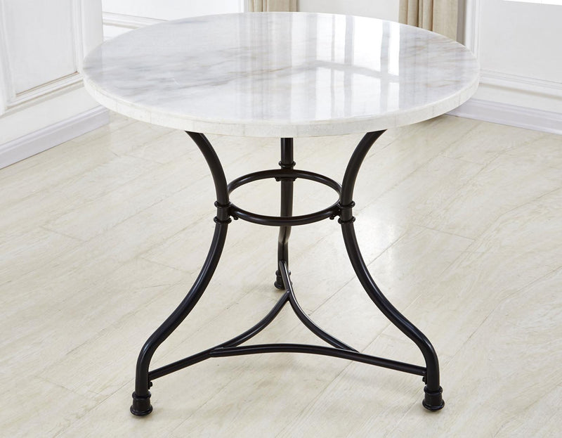 Steve Silver Claire Round White Marble Top Dining Table in White