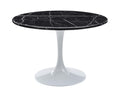Steve Silver Colfax Round Black Marquina Marble Top Dining Table in Black
