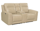 Steve Silver Doncella Leather Dual Power Reclining Console Loveseat in Surly Sand