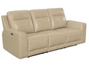 Steve Silver Doncella Leather Dual Power Reclining Sofa in Surly Sand