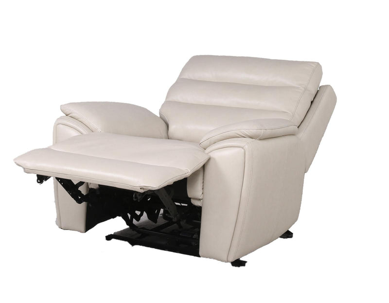 Steve Silver Duval Leather Dual Power Recliner in Impressive Ivory