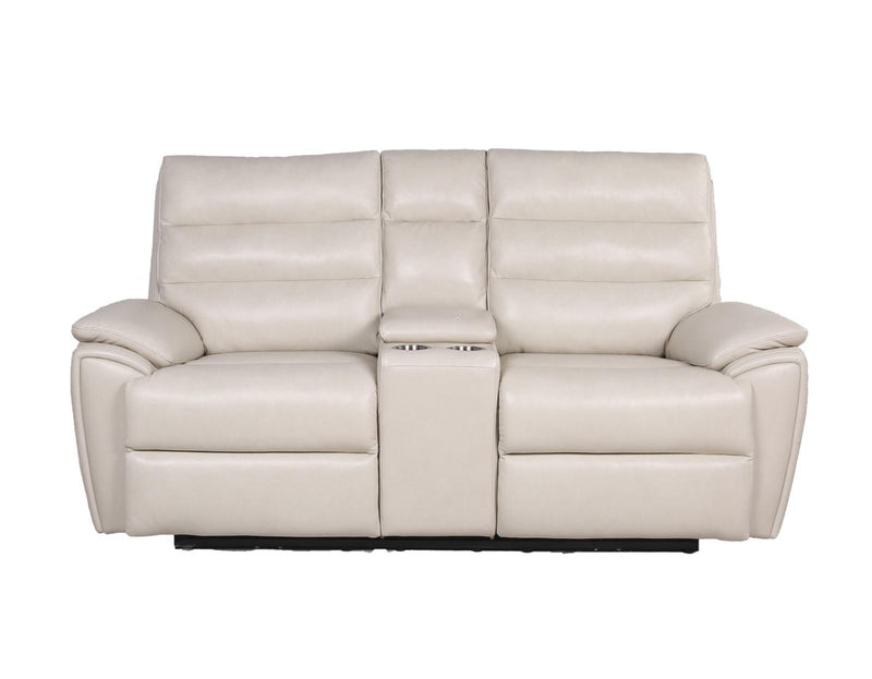 Steve Silver Duval Leather Dual Power Reclining Loveseat in Impressive Ivory