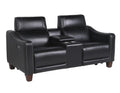 Steve Silver Giorno Dual Power Leather Console Loveseat in Midnight