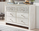 Paxberry - Six Drawer Dresser - Medallion Drawer Pulls - Whitewash
