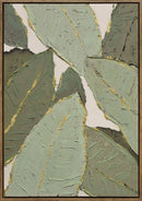 "Verdant Essence II" Hand-Embellished Canvas In Frame - Green / Gold / Natural Wood